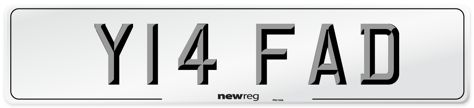Y14 FAD Number Plate from New Reg